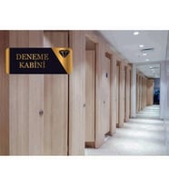 Dekoratif Deneme Kabini yazılı Aynalı Gold Pleksi Levha 20x8 cm