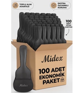 Midex GK-50A-100X Akustik Gitar Çantası 100'lü Paket Kaliteli Siyah Kılıf (100 Adet)