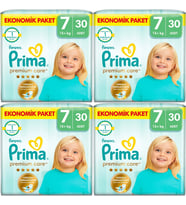 Prima Premium Care Bebek Bezi Beden:7 (15+KG) XXX Large 120 Adet Süper Ekonomik Fırsat Pk