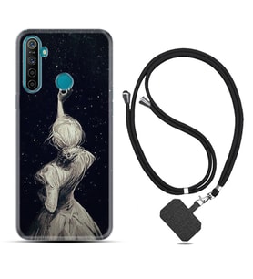 Realme 5i 5 Pro 6i 7 Pro 8 Kılıf Boyun Askılı Silikon Star Woman 1332