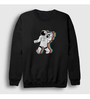 Presmono Unisex Siyah Boombox Uzay Müzik Astronot Sweatshirt 496070tt