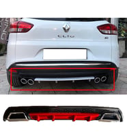 Renault Clio Mk4 SportTourer SW Kırmızı Difüzör Çiftli Kare Egzoz Görünümlü D Tip Difizör 2012-2019