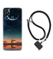 Tecno Pova Neo Kılıf Silikon Boyun Askılı İpli Desenli Silikon Ay ve Kız 1720