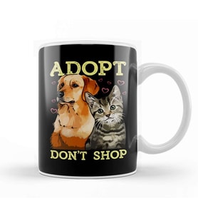Adopt Don t Shop Cute Cat & Dog Rescue Adoption Kupa Bardak Porselen