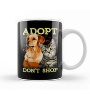 Adopt Don t Shop Cute Cat & Dog Rescue Adoption Kupa Bardak Porselen