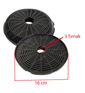 Kumtel Uyumlu Yeni Aspiratör Karbon Filtresi 16 CM 3 Tırnaklı