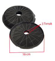 Kumtel Uyumlu Yeni Aspiratör Karbon Filtresi 16 CM 3 Tırnaklı