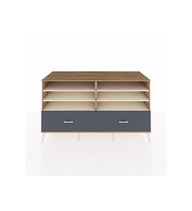Kronos Konsol 6 Raflı 2 Çekmeceli  176x59x99 Çam-Aytaşı/Antrasit