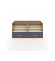 Kronos Konsol 6 Raflı 2 Çekmeceli  176x59x99 Çam-Aytaşı/Antrasit