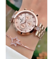 Daniel Klein Marka Rose Gold Renk Çelik Kordon Kadın Kol Saati 2 Yıl Garantili-Bileklik Hediyeli