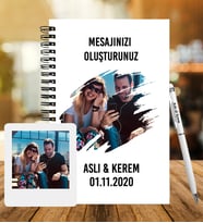 Sevgiliye Özel Ahşap Defter Kalem &  Instagram Çerçeve Hediye Seti