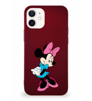 Apple iPhone 12 Mini Soft Premier Kapak Minnie Mouse-F Tasarımlı Silikon Kılıf - Mürdüm (Şeffaf)