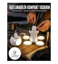Mey İthalat® Katlanabilir Taşınabilir Kamp Lambası Işıldak Beyaz Işık Güneş Enerjili Solar Aydınlatm