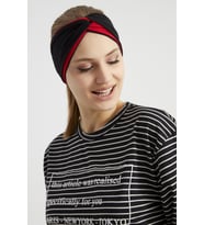 Siyah - Kırmızı, butik tasarım Kadın Bandana Saç Bandı, ekstra yumuşak,  Esnek, doğal, pamuklu Penye