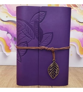 pilelistore Yaprak Desenli Çizgisiz Deri Defter