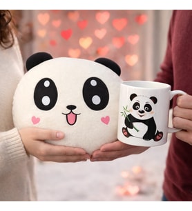 Sevgililer Günü Panda Yastık & Kupa Hediye Seti – Tatlı Bir Aşk Dokunuşu
