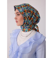 Geometrik Desen %100 Twill İpek Eşarp BE02