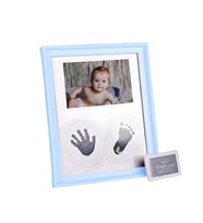 Yeni Doğan Bebek El ve Ayak İzi 22x27cm Mavi Fotoğraf Çerçevesi Mürekkepli Baskı Kiti
