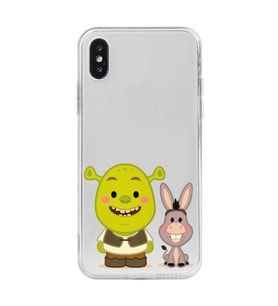 Iphone X ve XS Uyumlu Shrek ve Eşek Tasarımlı Şeffaf Telefon Kılıfı