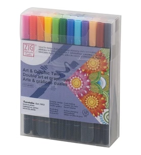 Zig Art & Graphic Twin Brush Pen Çift Uçlu Çizim Kalemi 48li Set TUT-80/48V