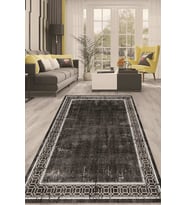 Dijital Kaymaz Taban Yıkanabilir Modern Renkli Salon Halısı Mutfak Halısı Yolluk ND-HT-238 (Siyah)
