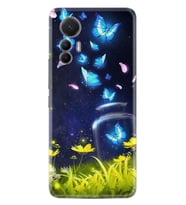 Xiaomi 12 Lite Kılıf Resimli Desenli Baskılı Silikon Flowers Fox 1309