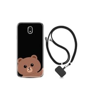 Samsung Galaxy J7 Pro Kılıf Resimli Desenli Silikon Boyun Askılı Hello Bear 1905