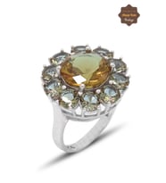 Yuvarlak Model Rodyumlu Zultanit Taşlı Kadın Gümüş Yüzük 201025746