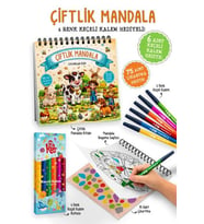 Çiftlik Mandala - 6 Renk Keçeli Kalem ve 75 Adet Çıkartma Hediyeli 3+