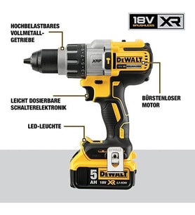 Dewalt DCD996P2-QW 18V/5.0Ah Li-ion Çift Akülü Kömürsüz Profesyonel Darbeli Matkap