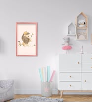 BK Home Sevimli Aslan Tasarımlı Dekoratif Pembe Ahşap Çerçeveli Çocuk Odası Tablo-2