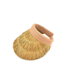 Kadın Hasır Saçaklı Boho Vizör Şapka Camel SS24