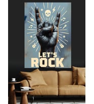 Rock İşareti Müzik Poster Dekoratif Kanvas - Mdf Ahşap Tablo
