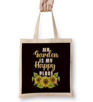 Garden Place Happy Gardener Gardening Landscaper Botanical Bez Çanta Uzun Saplı