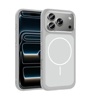 Apple iPhone 17 Pro Uyumlu Kılıf M-Safe Şarj Özellikli Metal Kamera Çerçeveli Zore Sanremo Silikon Kapak (Beyaz)