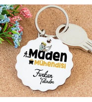 İsme Özel Maden Mühendisi Papatya Anahtarlık