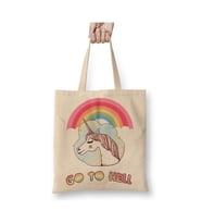 Unicorn Go To Hell Beyaz Bez Çanta Uzun Saplı Alışveriş Çantası Plaj Çantası