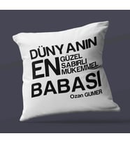 Kişiye Özel Dünyanın En En En Babası 2 Temalı Saten Kare Yastık (Beyaz)