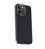 Joko Apple iPhone 15 Pro Max Kılıf Aramid 600D Kevlar Karbon Fiber Magsafe Kapak - Lacivert
