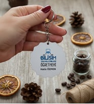 Kişiye Özel Bilişim Teknolojileri Öğretmeni Anahtarlık Öğretmenler Günü Hediyesi (Bej)