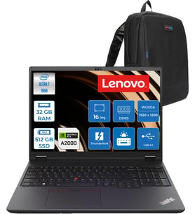Lenovo Thinkpad P16V Gen 2 Intel Core Ultra 7 165H 32GB 512GB SSD 8GB/RTX2000/GDDR6 16" Wuxga IPS 400NITS Windows 11 Pro Taşınabilir Iş Istasyonu 21KX001MTXP09 + Zettaçanta