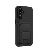 Samsung Galaxy A17 Kılıf Deri Dokulu ve Kartlıklı BiKart TPU Premium Kapak (Siyah)