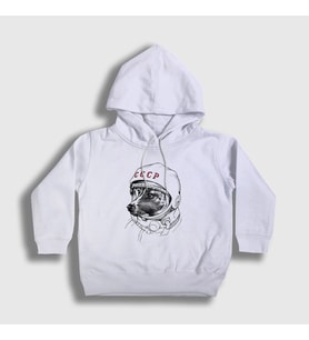 Presmono Unisex Çocuk Beyaz Laika Space Traveler Cccp Kapüşonlu Sweatshirt 405472tt