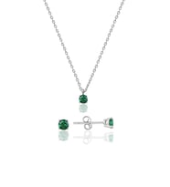 925 Ayar Gümüş Minimal Yeşil Zirkon Taşlı Tektaş Set
