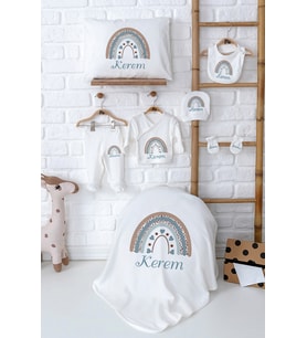 Pia Baby Premium %100 Pamuk Yenidoğan Bebek Hastane Çıkışı Hediyelik Set 5073-02 (Ekru)