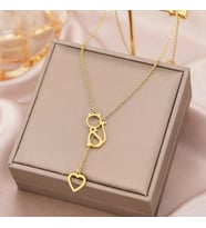 Kişiye Özel 925 Ayar Gümüş İç İçe Kalp Kedi Kolye (Gold)