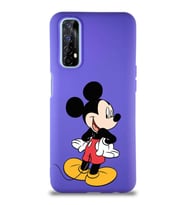 Realme 7 Soft Premier Kapak Mickey Mouse-D Tasarımlı Silikon Kılıf - Mor (Şeffaf)