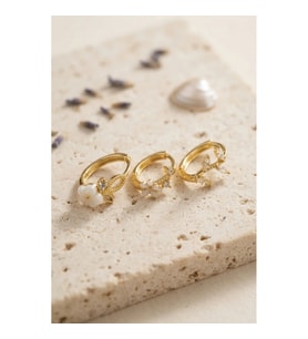 Mey İthalat® 3 lü Set Çiçek Model Gold Renk Kadın Küpe