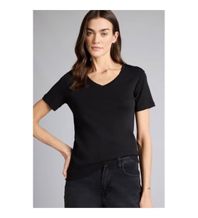 Defacto %100 Pamuk V Yaka Basıc Siyah Kadın T-Shirt W9578AZ/BK81