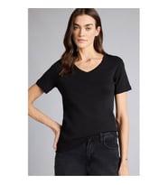Defacto %100 Pamuk V Yaka Basıc Siyah Kadın T-Shirt W9578AZ/BK81